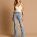 Damen High Waist Plissee Jeans - Komfort und Stil