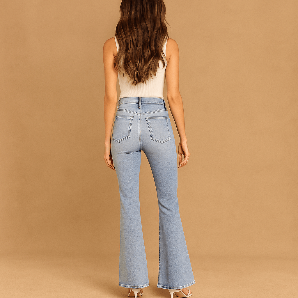 Damen High Waist Plissee Jeans - Komfort und Stil