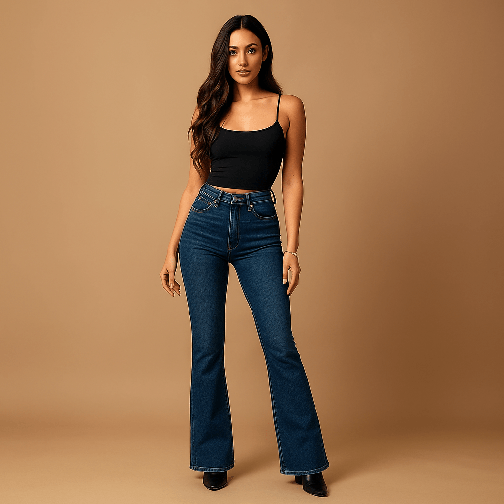 Damen High Waist Plissee Jeans - Komfort und Stil