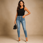 Damen Zerrissene Slim Fit Denim Jeans - Modern und Bequem