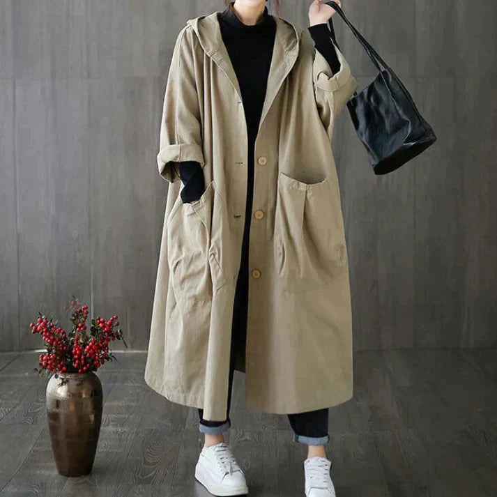 Damen Trenchcoat mit praktischen Eingrifftaschen