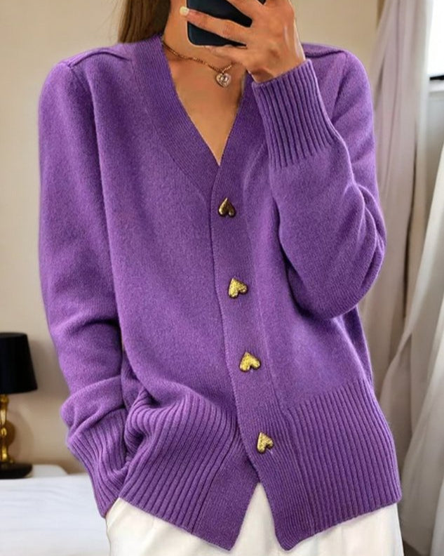 Chasie Eleganter Herzknopf Cardigan