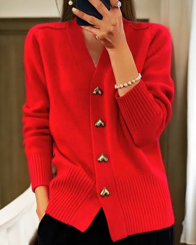 Chasie Eleganter Herzknopf Cardigan