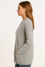 Damen Rippstrick Cardigan mit Reißverschluss
