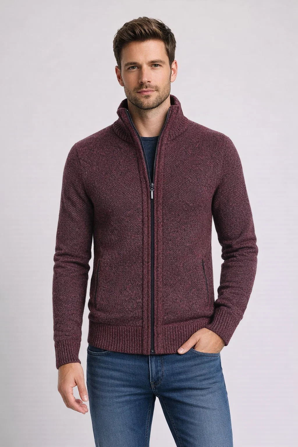 Herren Strickjacke mit Reißverschluss – Modernes Design