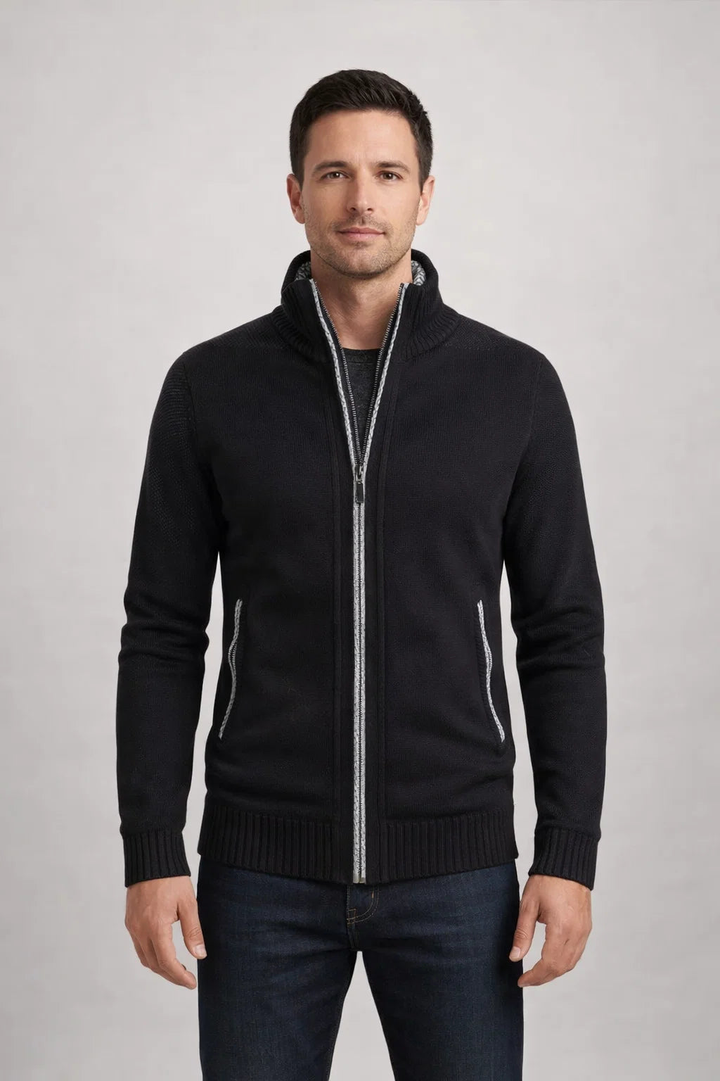 Herren Strickjacke mit Reißverschluss – Modernes Design