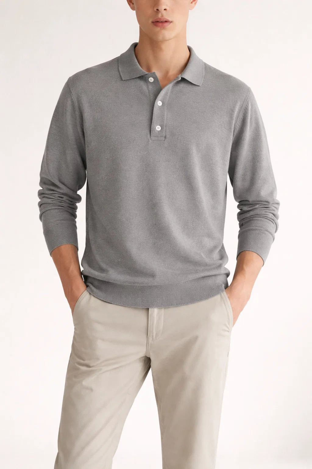 Klassisches Langarm-Poloshirt für Herren