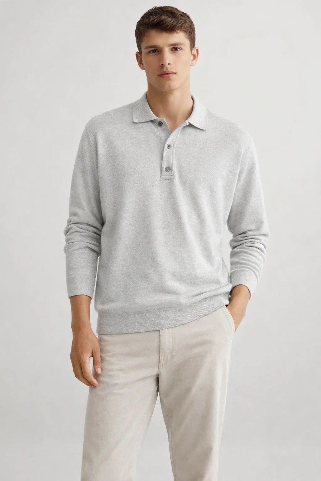 Klassisches Langarm-Poloshirt für Herren