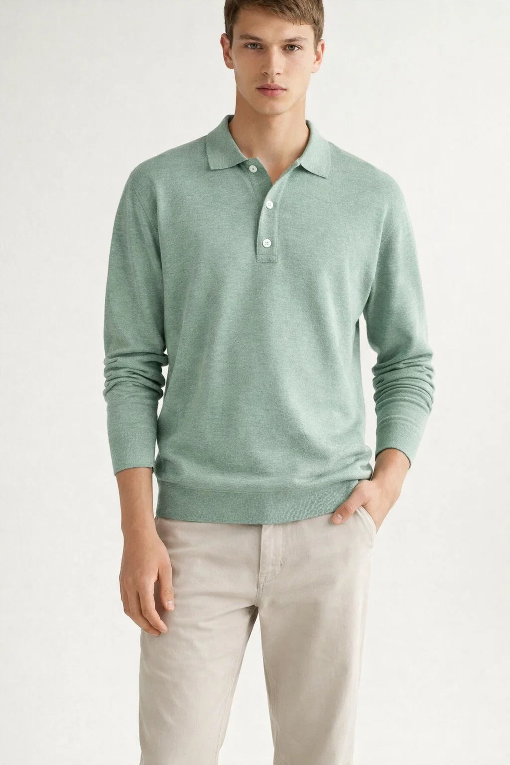 Klassisches Langarm-Poloshirt für Herren