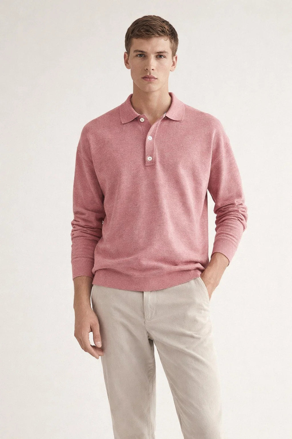 Klassisches Langarm-Poloshirt für Herren