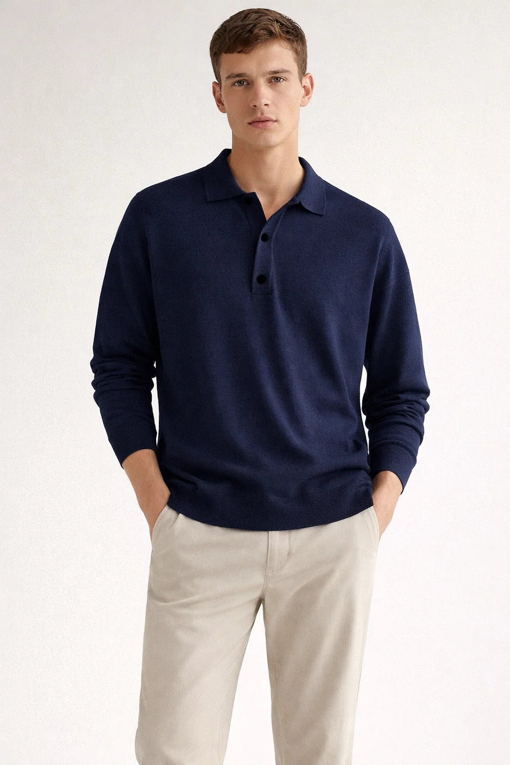 Klassisches Langarm-Poloshirt für Herren