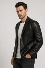 Klassische Herren-Lederjacke mit Reverskragen