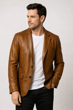 Klassische Herren-Lederjacke mit Reverskragen