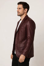 Klassische Herren-Lederjacke mit Reverskragen