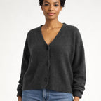 Damen Strick-Cardigan mit V-Ausschnitt und Knöpfen