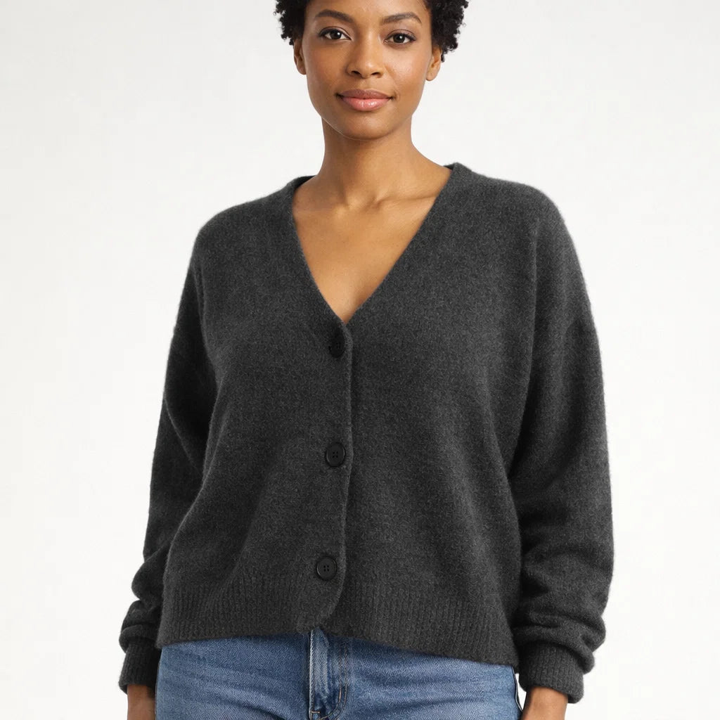 Damen Strick-Cardigan mit V-Ausschnitt und Knöpfen