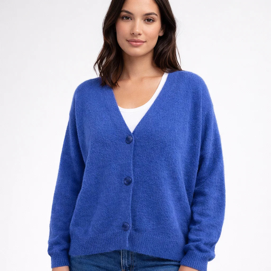 Damen Strick-Cardigan mit V-Ausschnitt und Knöpfen