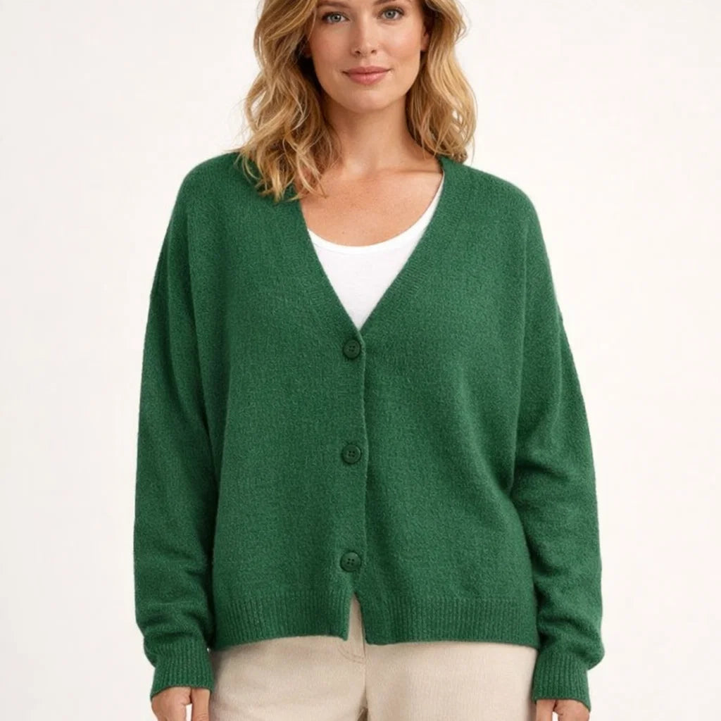 Damen Strick-Cardigan mit V-Ausschnitt und Knöpfen