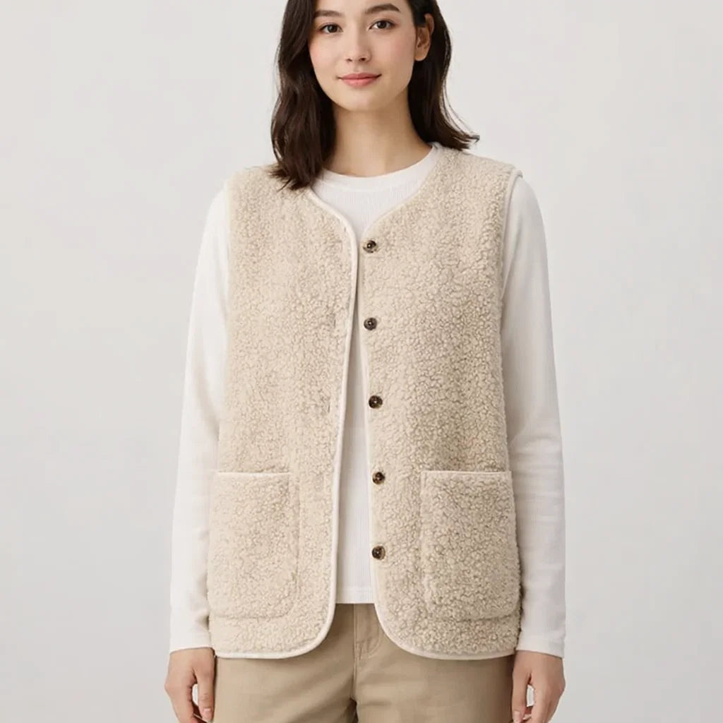 Strickweste Damen – Texturierte Optik mit Taschen