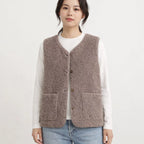 Strickweste Damen – Texturierte Optik mit Taschen