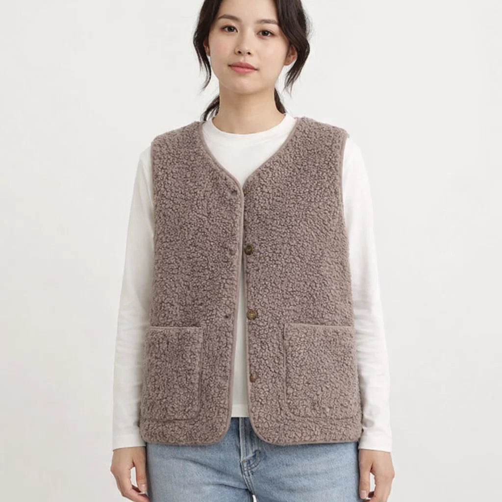 Strickweste Damen – Texturierte Optik mit Taschen