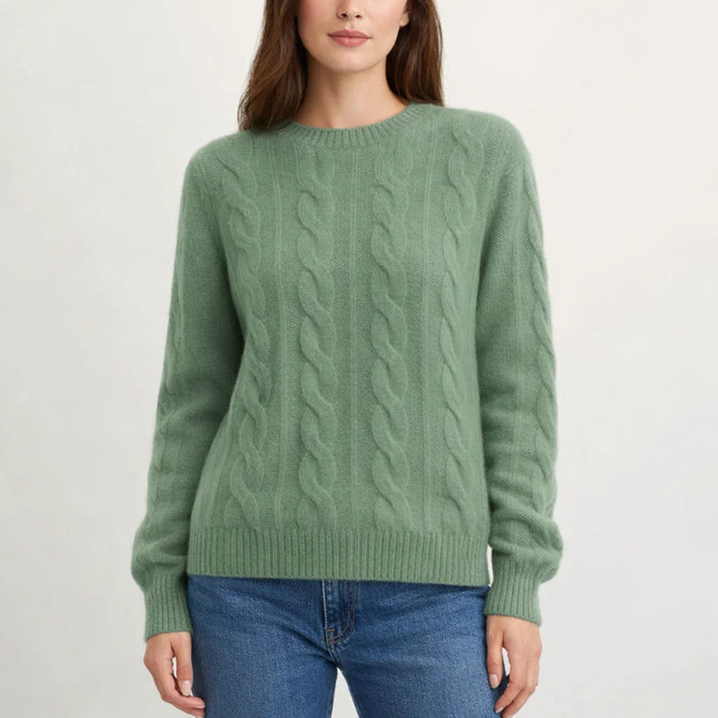 Warmer Damen-Strickpullover mit Zopfmuster