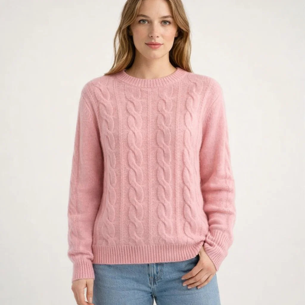 Warmer Damen-Strickpullover mit Zopfmuster