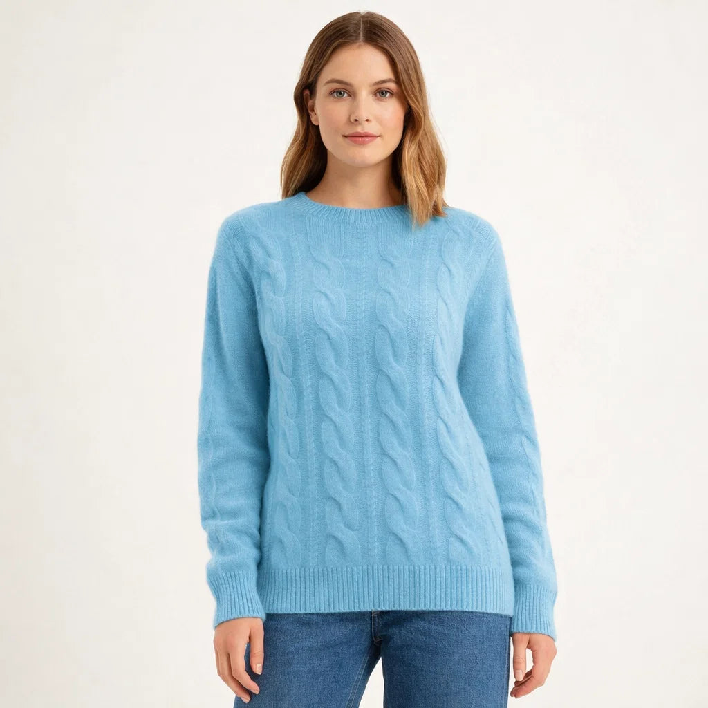 Warmer Damen-Strickpullover mit Zopfmuster