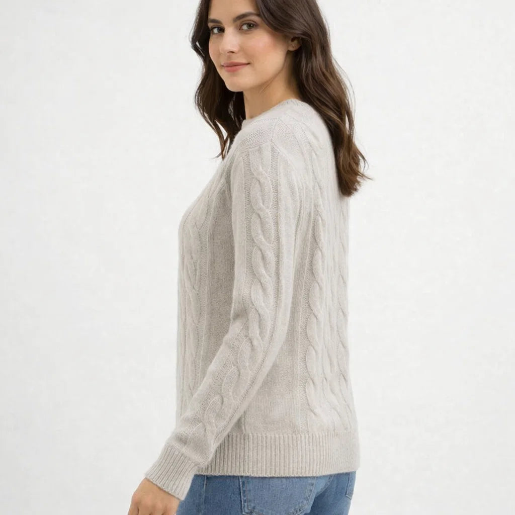 Warmer Damen-Strickpullover mit Zopfmuster