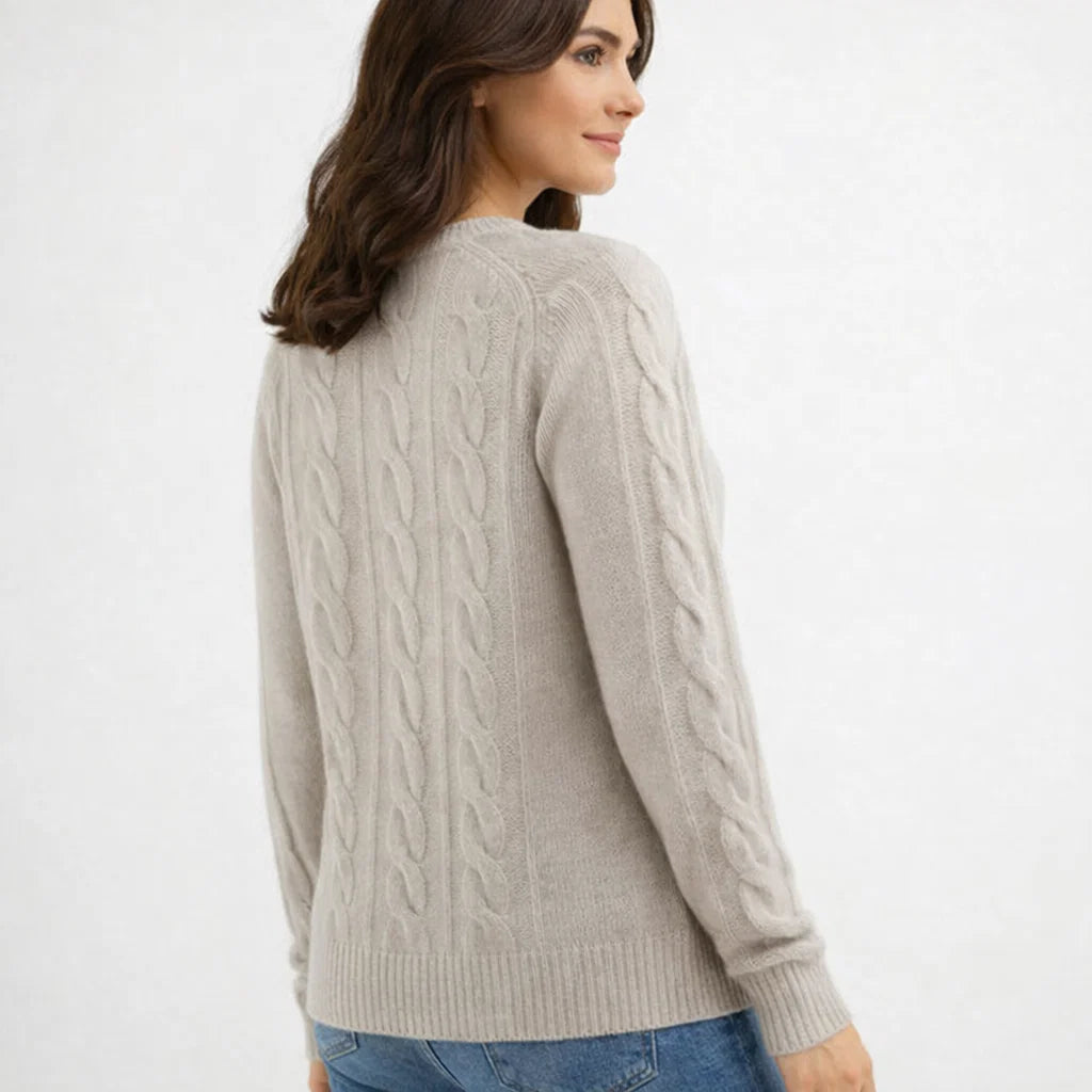 Warmer Damen-Strickpullover mit Zopfmuster