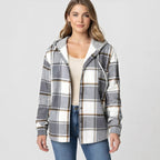 Kariertes Kapuzenhemd mit Knopfleiste