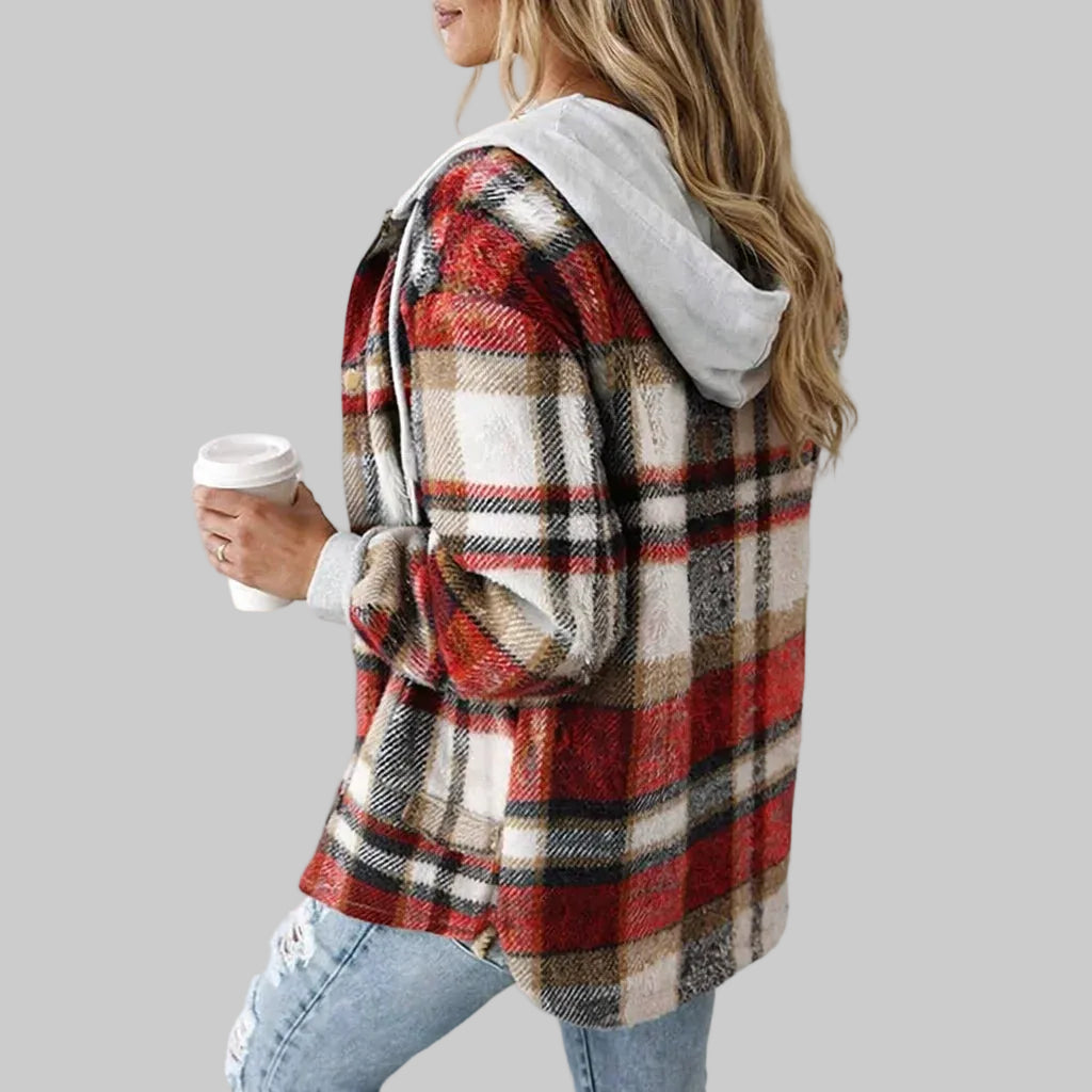 Kariertes Kapuzenhemd mit Knopfleiste