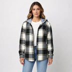 Kariertes Kapuzenhemd mit Knopfleiste