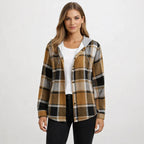 Kariertes Kapuzenhemd mit Knopfleiste