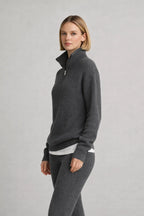 Geripptes Strick-Zweiteiler-Set mit Half-Zip