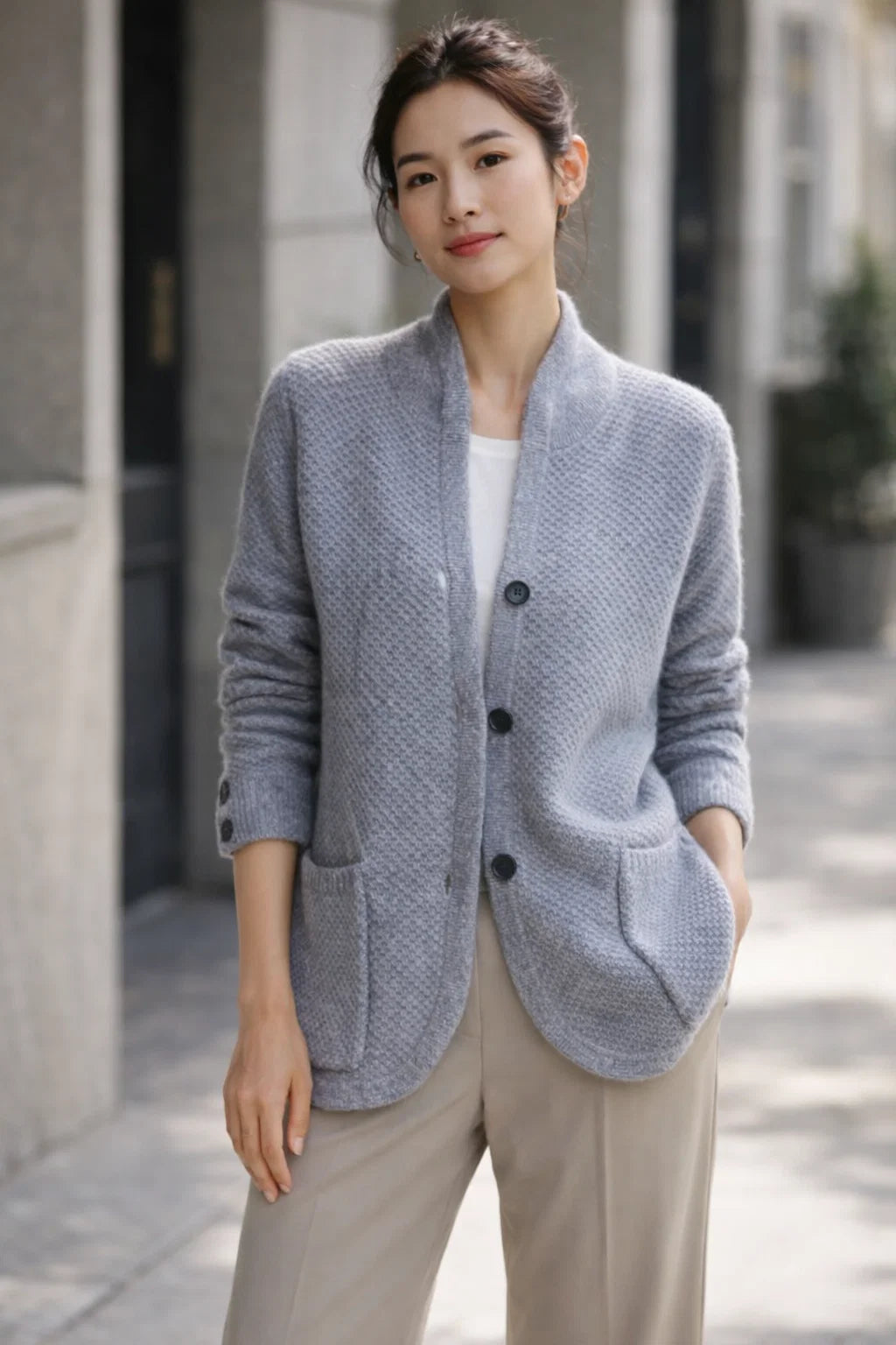 Lucille Damen Cashmere-Weste – Eleganter Schnitt mit Knöpfen