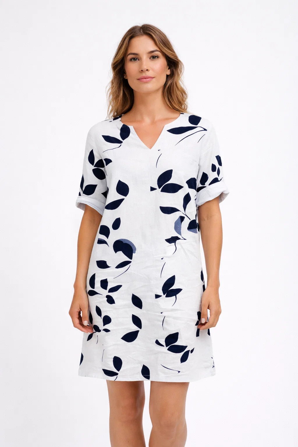 Mavis Vintage Mini Sommerkleid mit V-Ausschnitt und kurzen Ärmeln