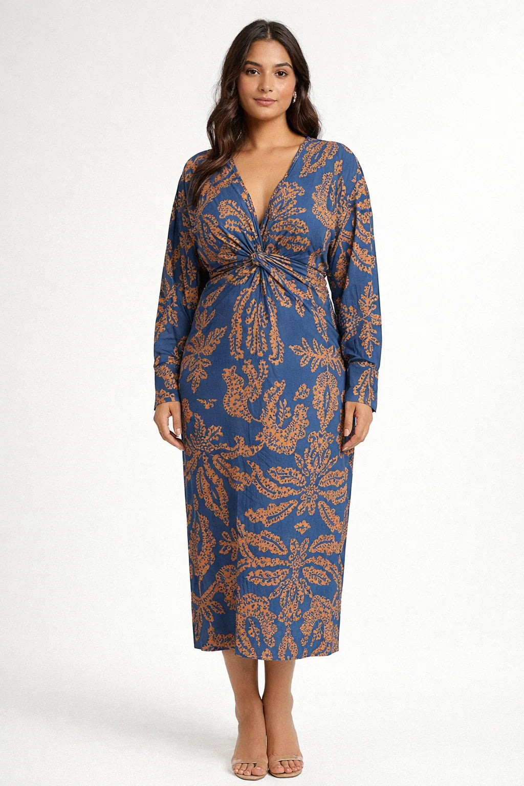 Rosamul Damen Boho Maxi Kleid mit V-Ausschnitt und langen Ärmeln