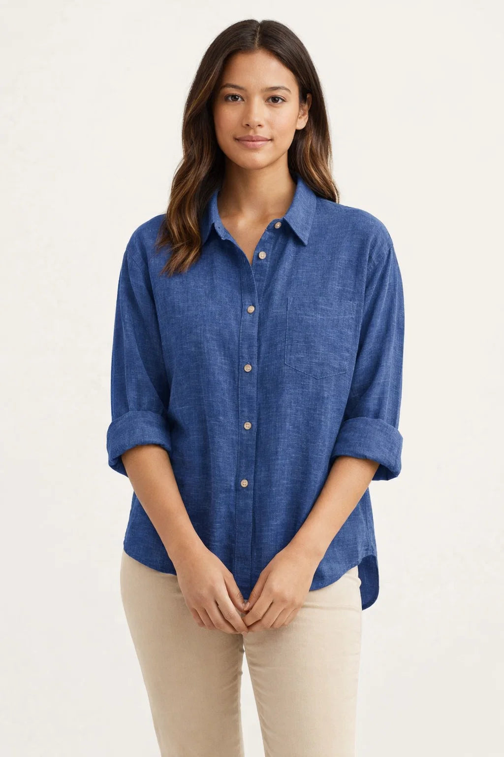 Estelle | Damen Hemd mit Umgeschlagenem Kragen