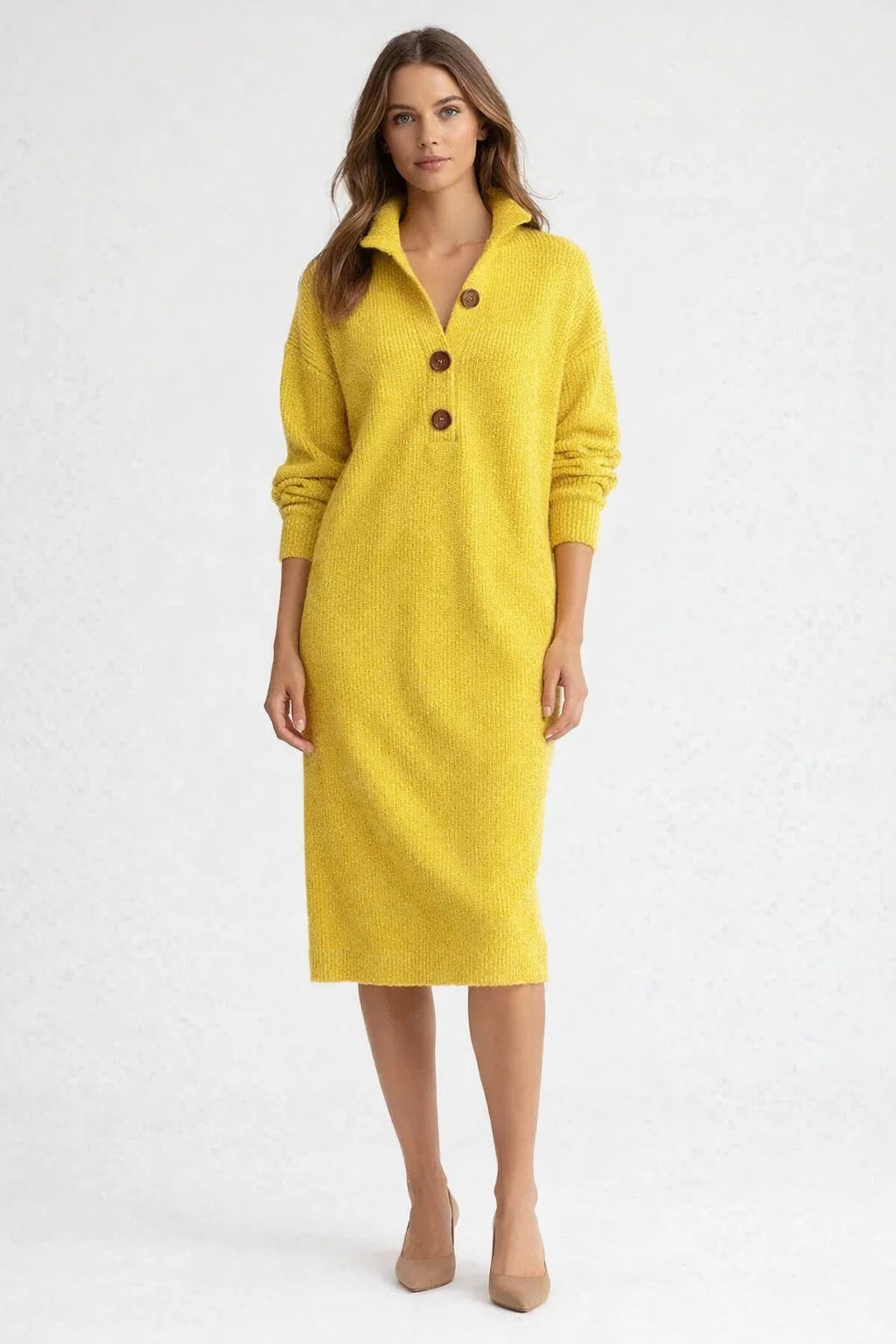 Elegantes Midi Kleid mit Knopfleiste