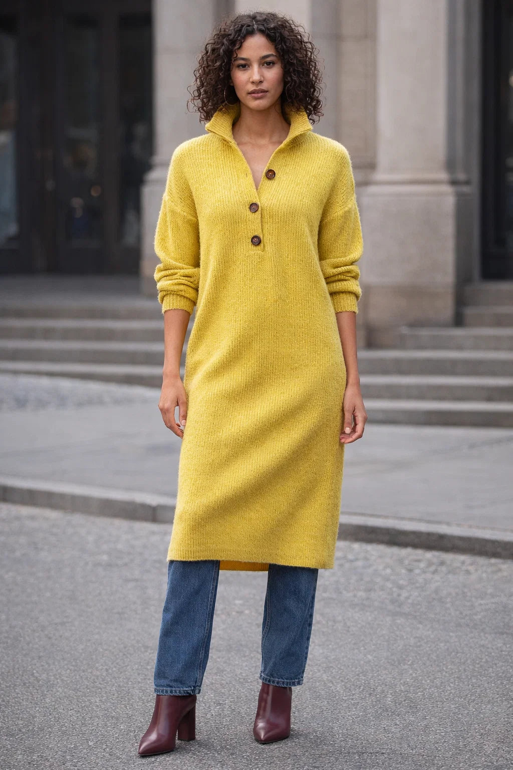 Elegantes Midi Kleid mit Knopfleiste