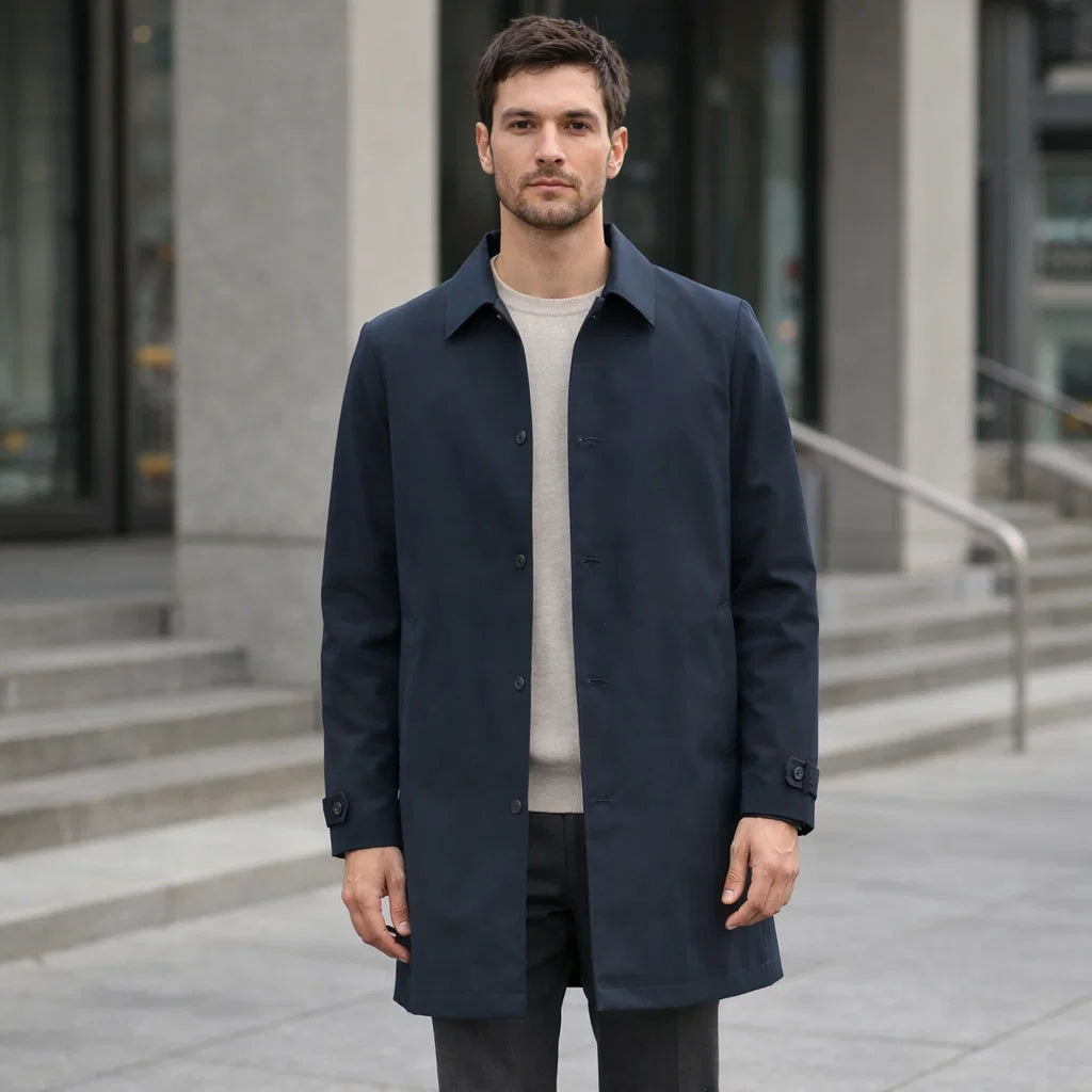 Gefütterter Herren Trenchcoat – Wasserabweisend