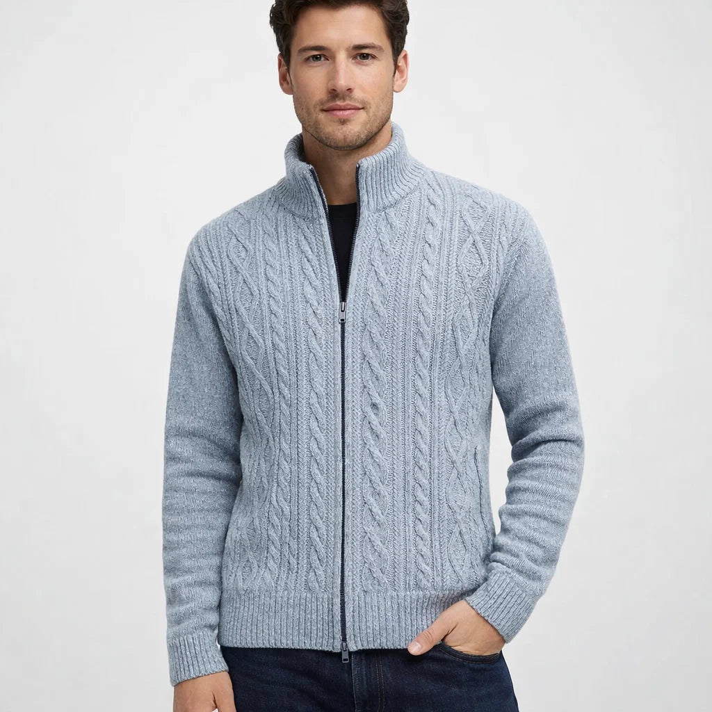 Herren Strickjacke mit Reißverschluss – Gefüttert