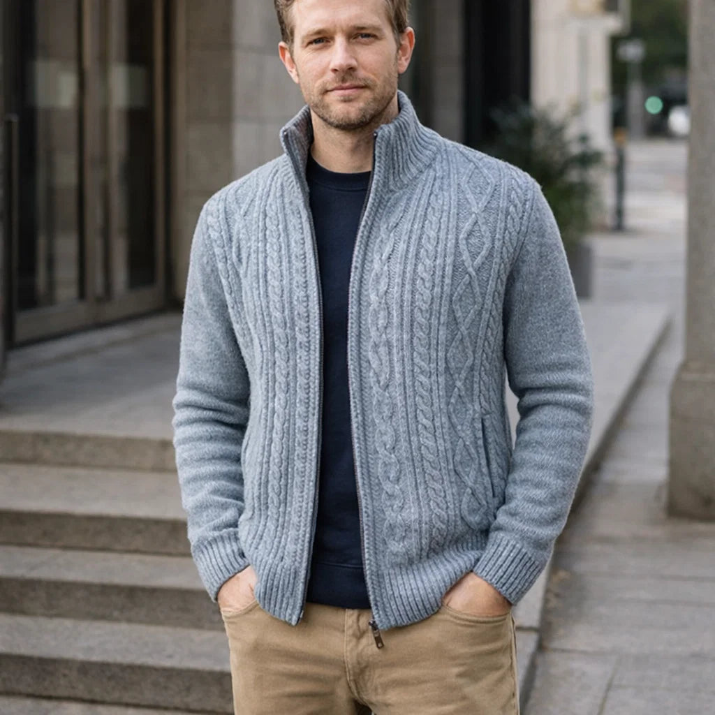 Herren Strickjacke mit Reißverschluss – Gefüttert