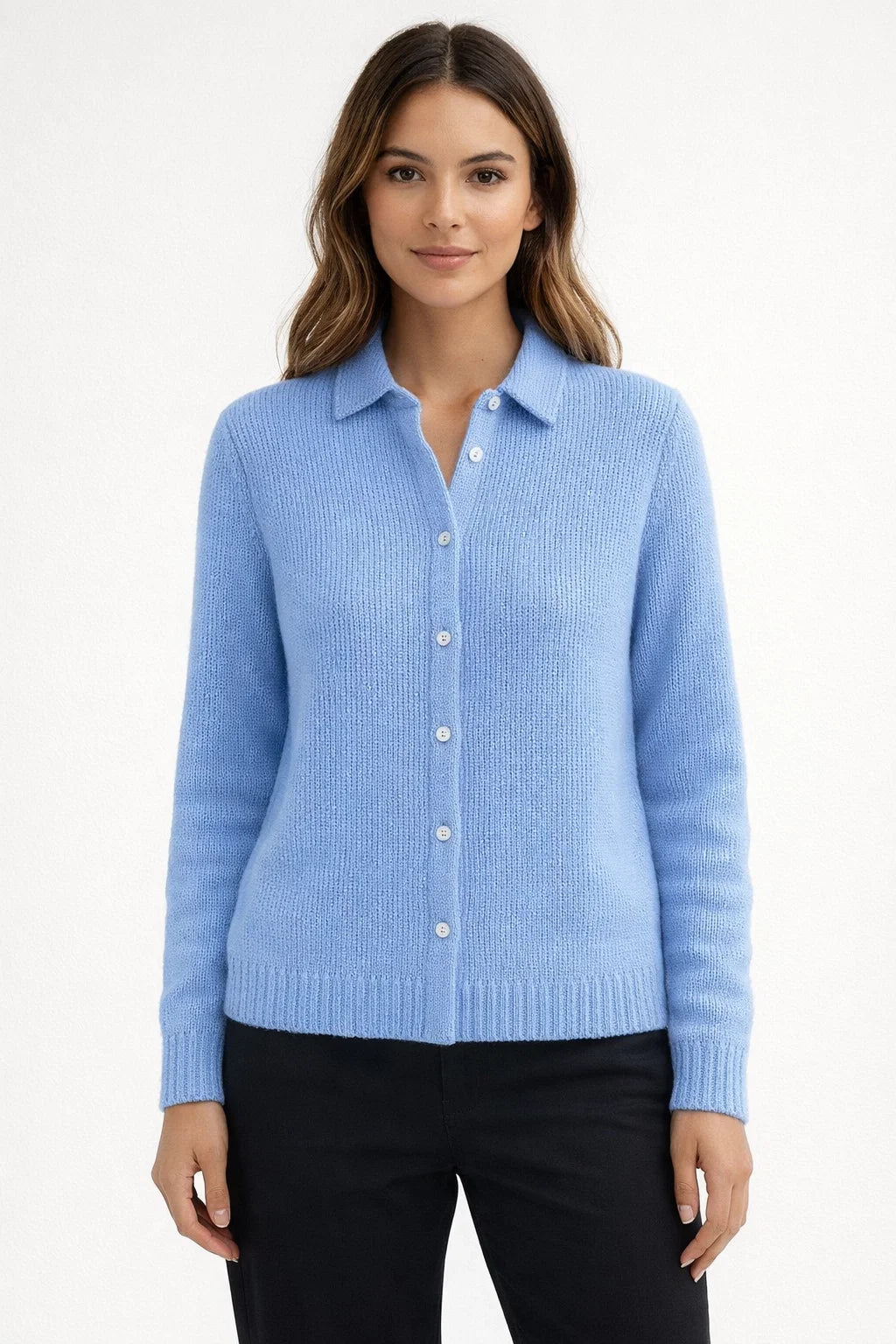 Damen Cardigan mit Kragen aus weicher Baumwollmischung