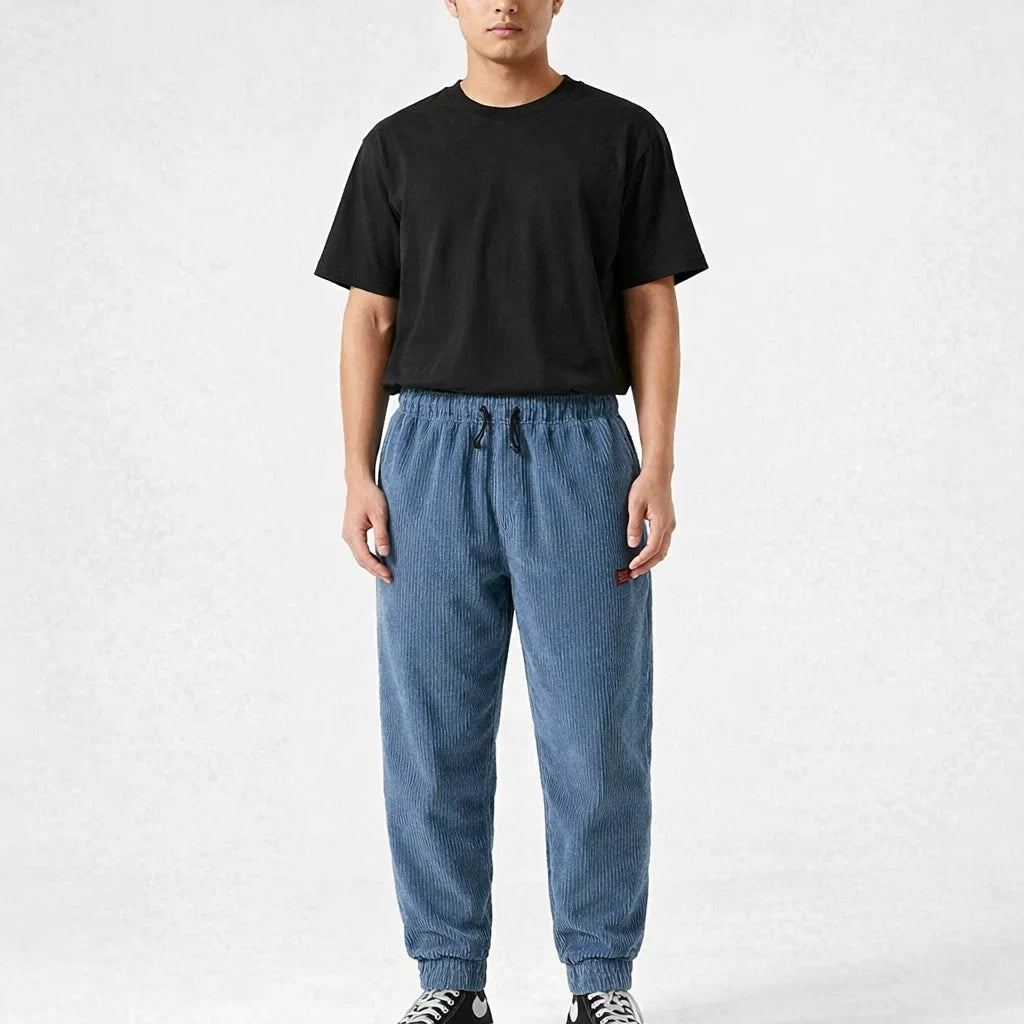 Lockere Cordhosen mit elastischen Knöcheln zum Joggen