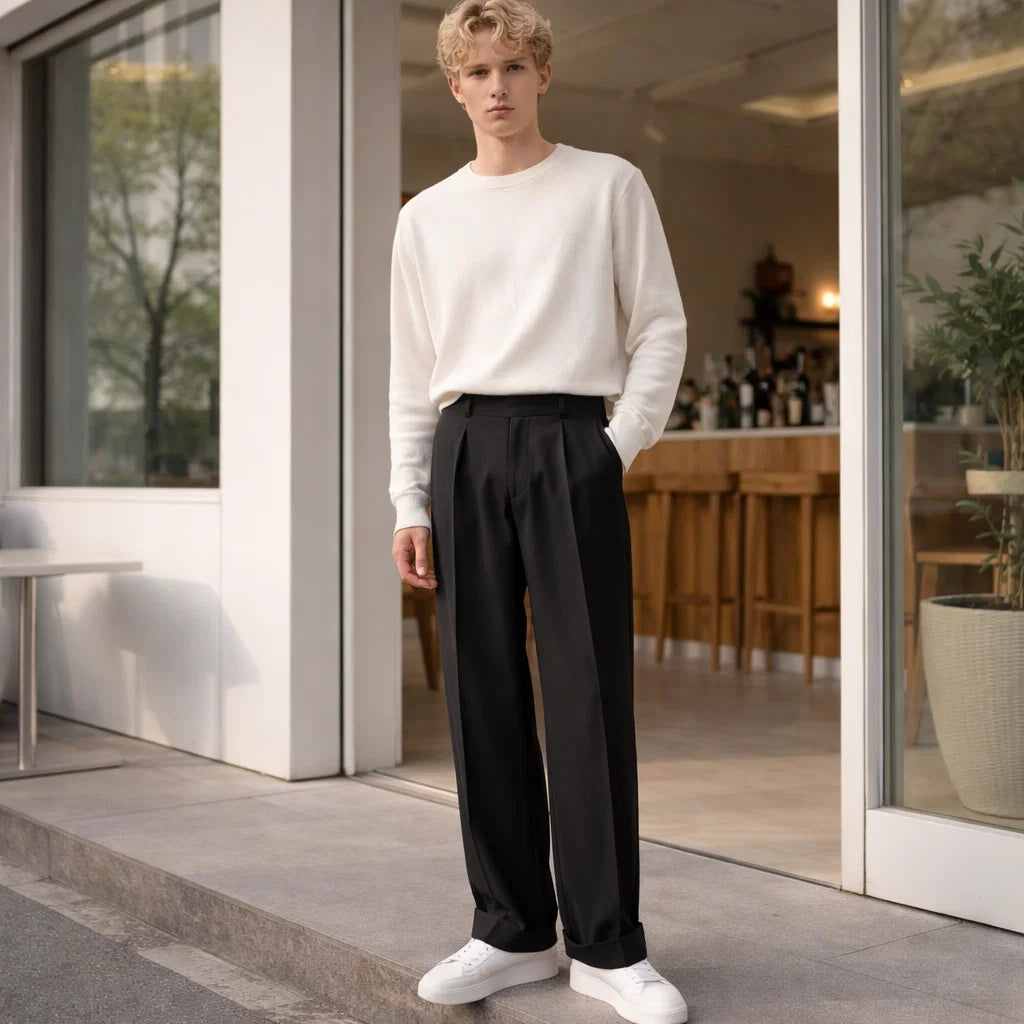 Slim Fit Anzughose | Faltendesign